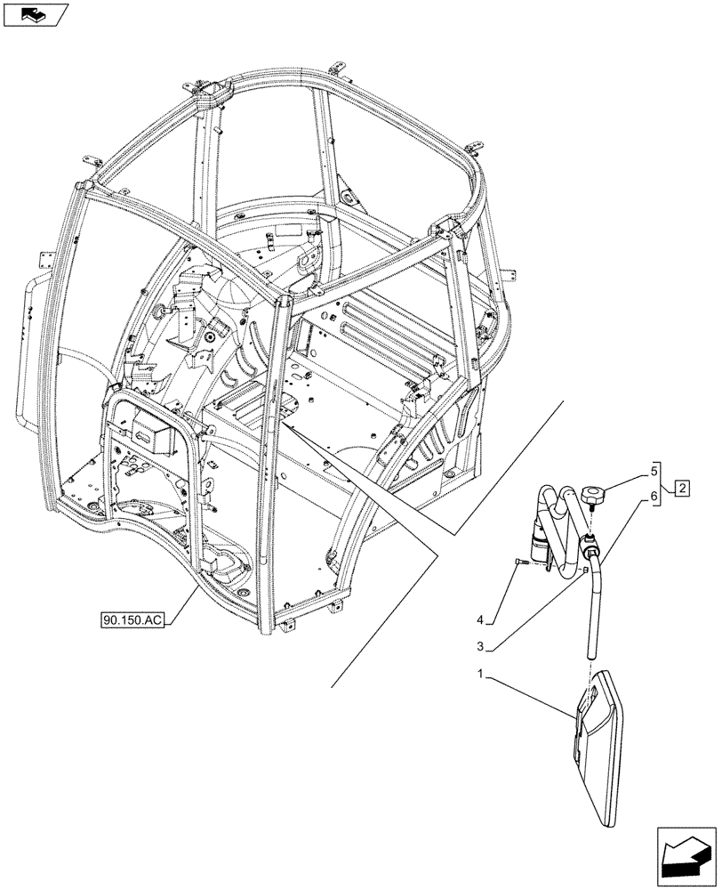 Схема запчастей Case IH FARMALL 105C - (90.118.BM[05]) - VAR - 330879 - REAR VIEW MIRROR, OUTSIDE, LEFT, W/ CAB - ISO (90) - PLATFORM, CAB, BODYWORK AND DECALS