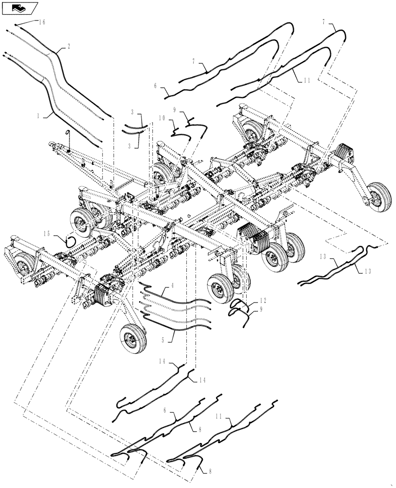 Схема запчастей Case IH 500 - (35.944.AI[03]) - 30 FOOT HYDRAULIC LINES (35) - HYDRAULIC SYSTEMS