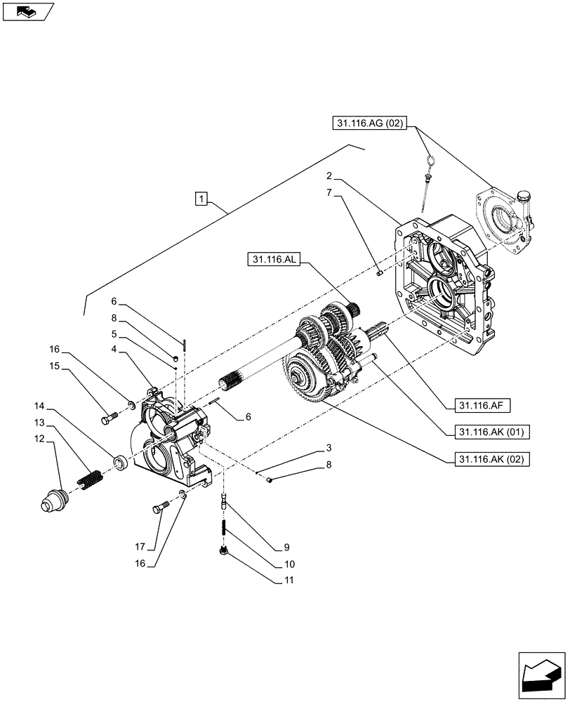 Схема запчастей Case IH FARMALL 115C - (31.116.AG[01]) - VAR - 743768 - PTO 540/540E/1000 RPM, HYDRAULIC, CASING (31) - IMPLEMENT POWER TAKE OFF