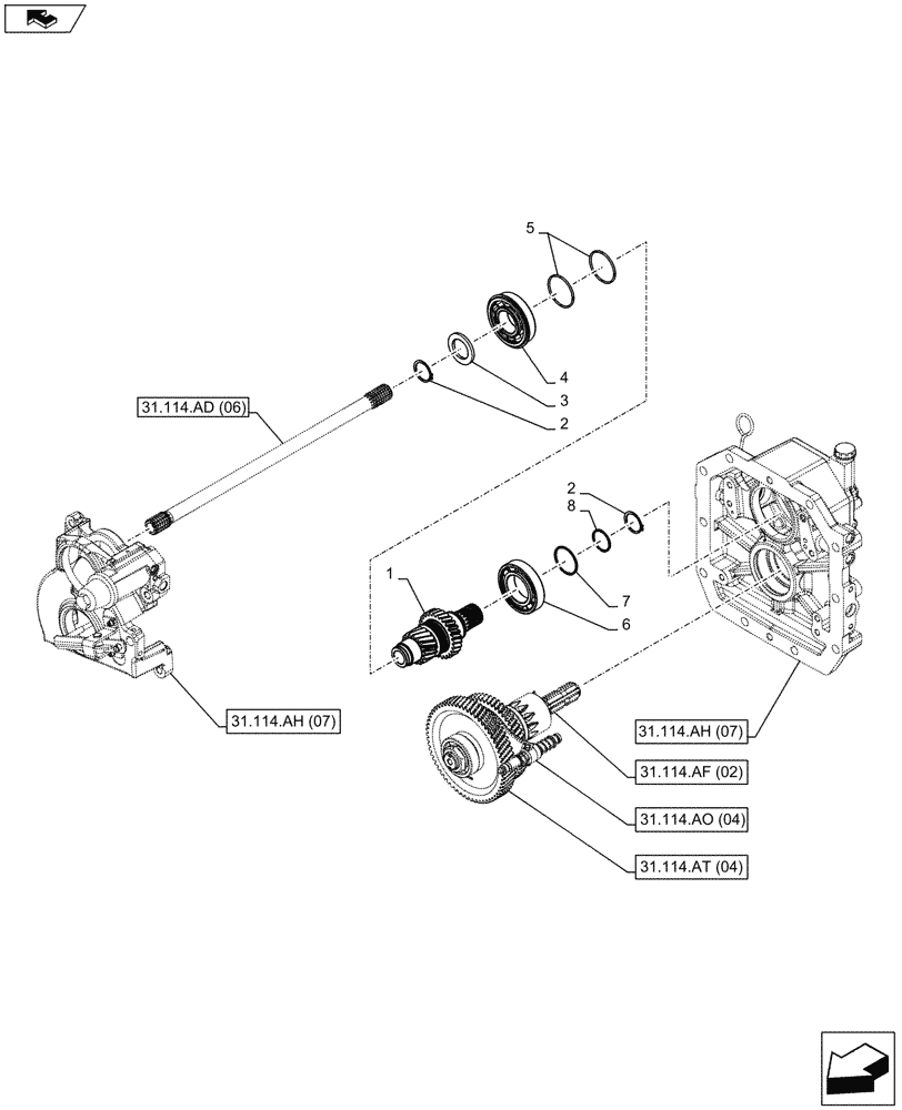 Схема запчастей Case IH FARMALL 95C - (31.114.AP[04]) - VAR - 743594 - PTO 540/1000 RPM, HYDRAULIC, DRIVE GEAR SHAFT - NA (31) - IMPLEMENT POWER TAKE OFF