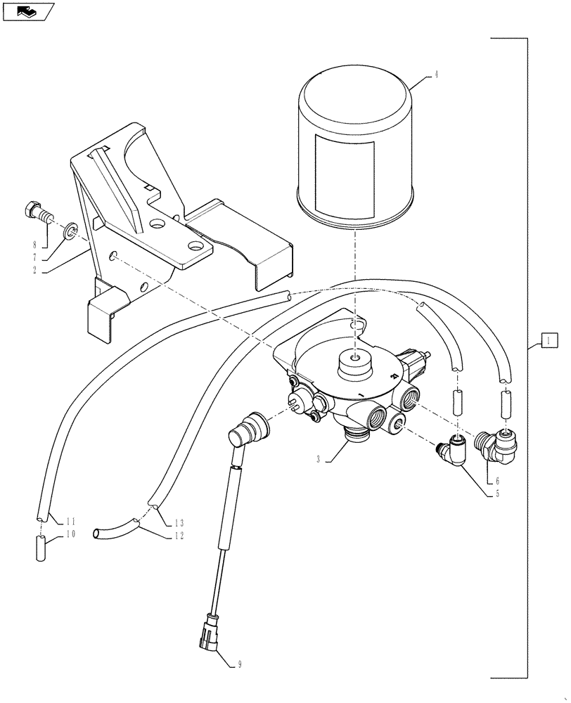 Схема запчастей Case IH MAGNUM 315 - (33.224.BC[02]) - TRAILER BRAKES VALVE AND FILTER ASSY (33) - BRAKES & CONTROLS