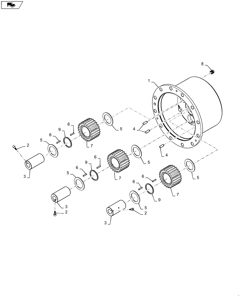 Схема запчастей Case IH MAGNUM 340 - (25.102.AB[08]) - FRONT AXLE, CARRIER PLANETARY - CL 5 (25) - FRONT AXLE SYSTEM