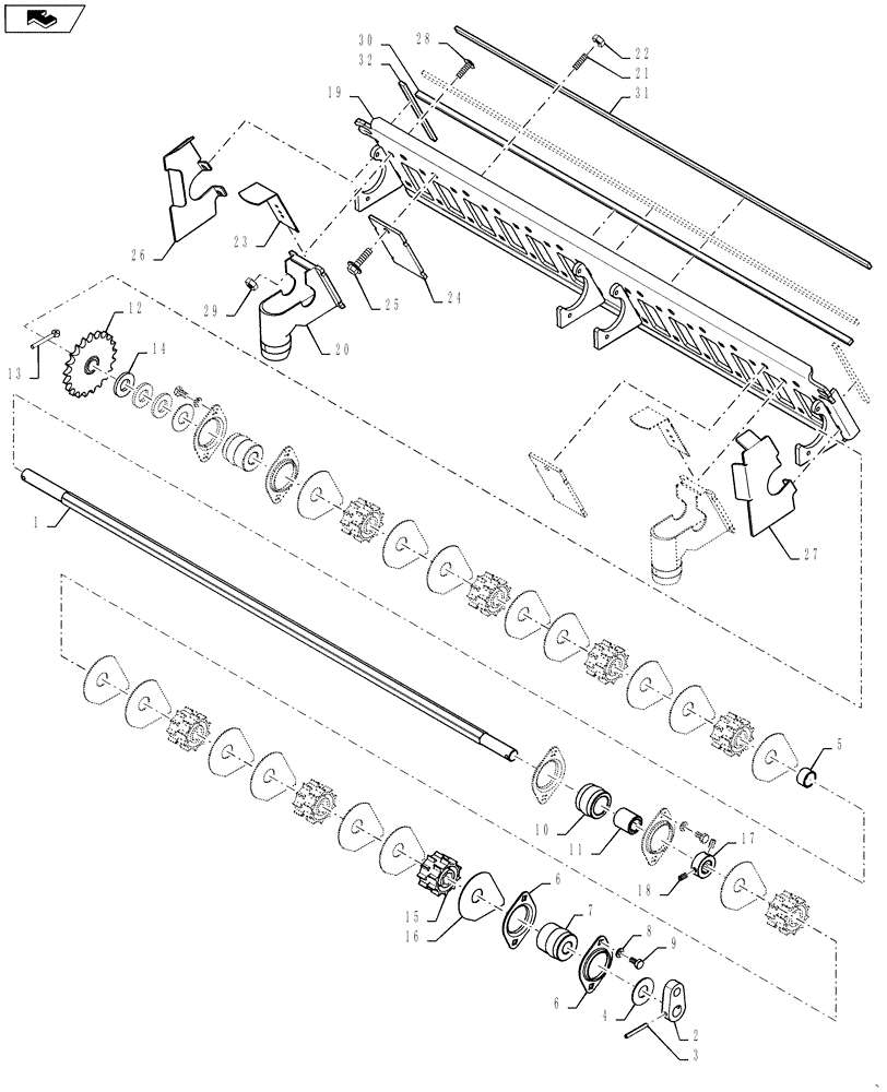 Схема запчастей Case IH 500T - (60.110.AD[02]) - METER ROLLERS 25 FOOT 10 INCH 2 SECTION (60) - PRODUCT FEEDING