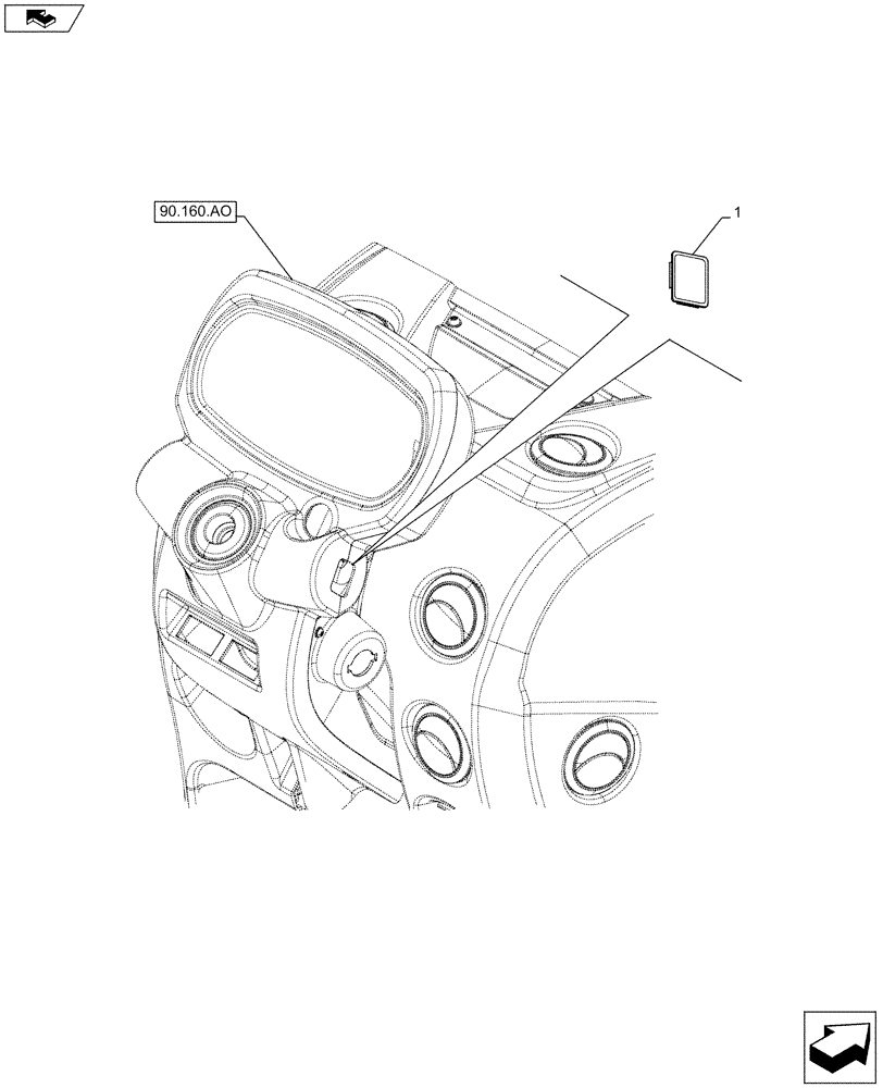 Схема запчастей Case IH FARMALL 85C - (90.160.AO[10]) - VAR - 744761 - INSTRUMENT PANEL, PLUG, W/ CAB (90) - PLATFORM, CAB, BODYWORK AND DECALS