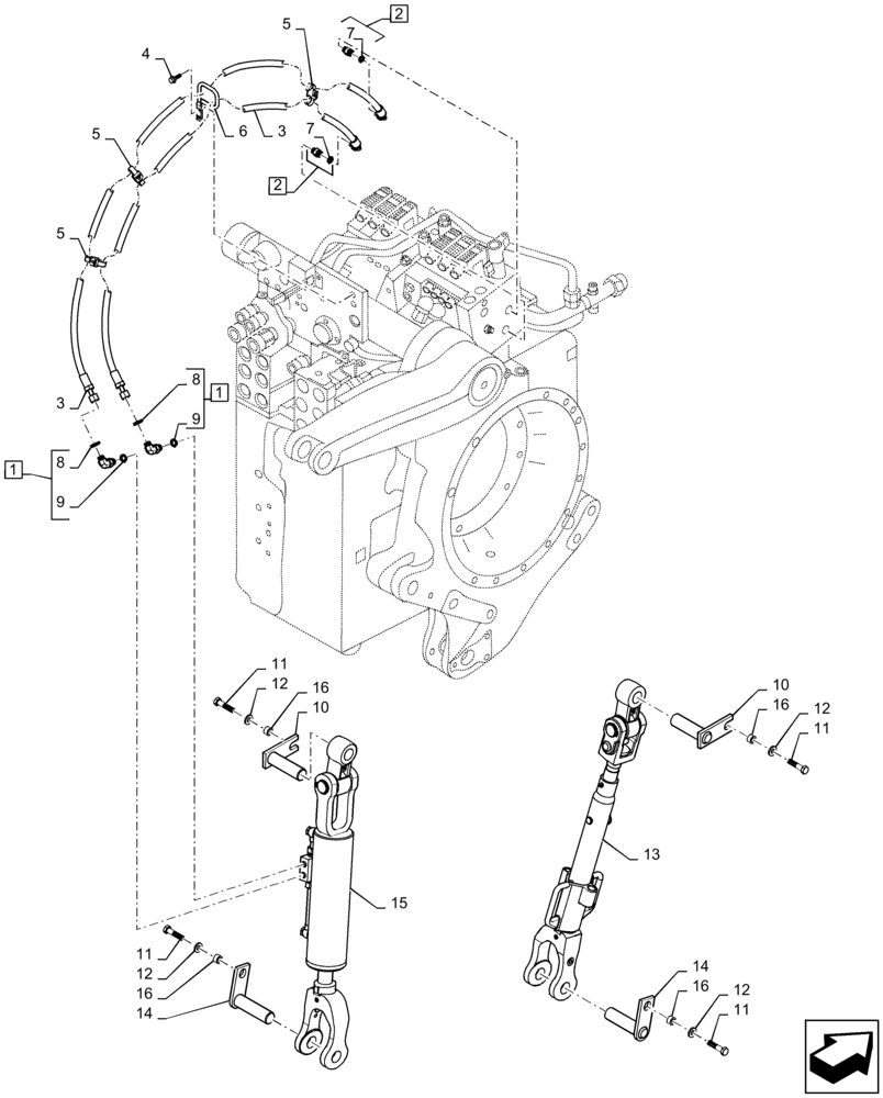 Схема запчастей Case IH MAGNUM 340 - (35.124.AE[01]) - VAR - 429399 - REAR HITCH - LIFT LINK/TURNBUCKLE PLUMBING (35) - HYDRAULIC SYSTEMS