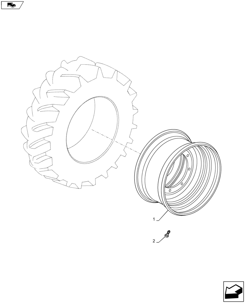 Схема запчастей Case IH MAXXUM 110 - (44.511.AG[02]) - VAR - 8803501, 8847401 - FRONT WHEELS (44) - WHEELS