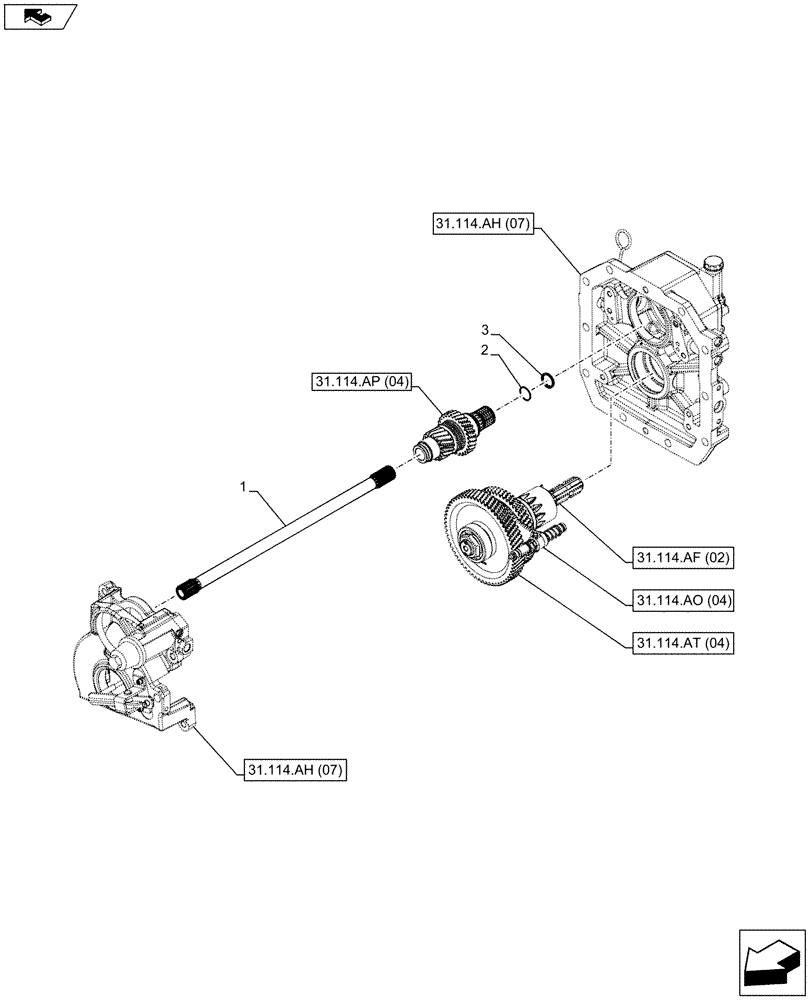 Схема запчастей Case IH FARMALL 95C - (31.114.AD[06]) - VAR - 743594 - PTO 540/1000 RPM, HYDRAULIC, ENGAGED DRIVE SHAFT - NA (31) - IMPLEMENT POWER TAKE OFF