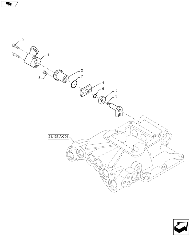 Схема запчастей Case IH MAXXUM 120 - (55.023.AA[01]) - VAR - 330283 - TRANSMISSION 16X16 AND 17X16 (40 KM/H), SPS - COVER FOR REVERSER CONTROL FOR 4/5 UNITS - SENSOR (55) - ELECTRICAL SYSTEMS