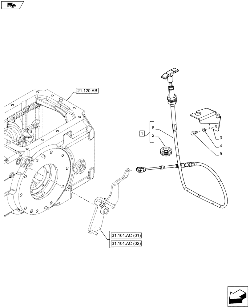 Схема запчастей Case IH FARMALL 105C - (31.101.AC[03]) - VAR - 743519, 743768 - PTO, ENGAGE AND RELEASE CONTROL (31) - IMPLEMENT POWER TAKE OFF