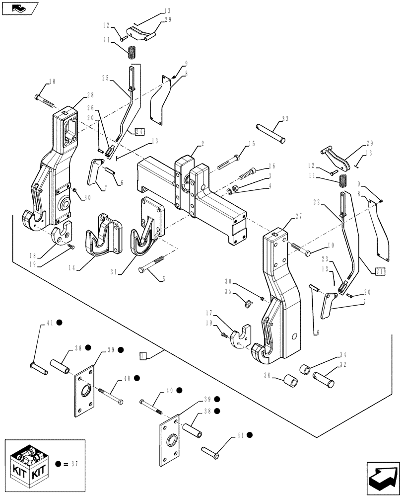 Схема запчастей Case IH MAGNUM 315 - (37.120.AW[02]) - QUICK HITCH COUPLER, CONVERTIBLE, CATEGORY III / IV-N (37) - HITCHES, DRAWBARS & IMPLEMENT COUPLINGS