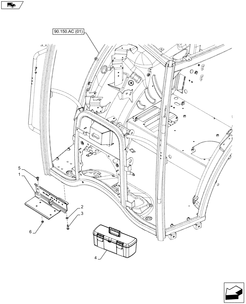 Схема запчастей Case IH FARMALL 115C - (88.100.AH[01]) - VAR - 332998, 744622 - TOOL BOX (88) - ACCESSORIES