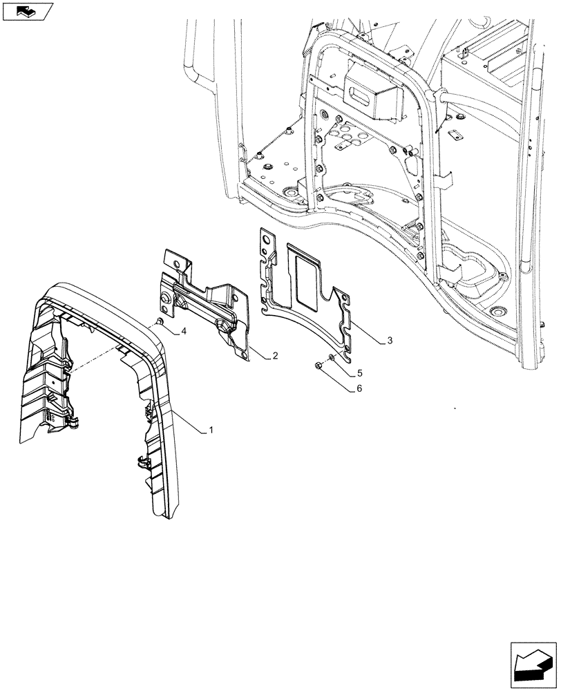 Схема запчастей Case IH FARMALL 95C - (90.105.CQ[02]) - VAR - 331606, 334181, 334182, 334184, 334212, 339606 - BULKHEAD, INSULATOR (90) - PLATFORM, CAB, BODYWORK AND DECALS