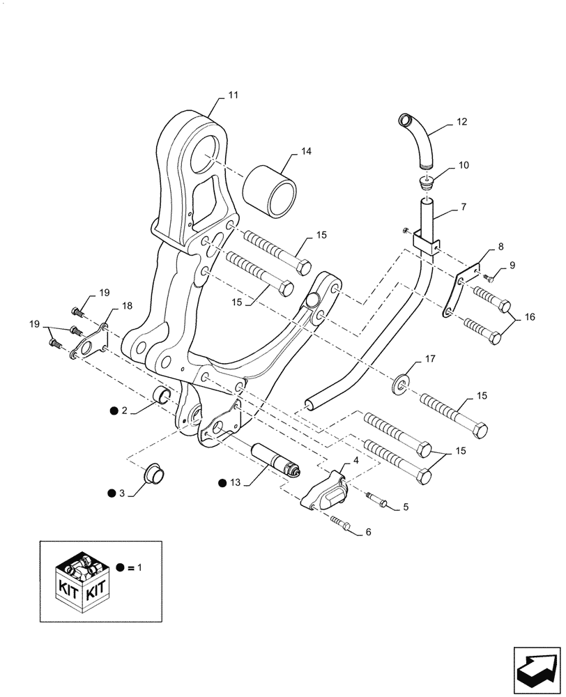 Схема запчастей Case IH MAGNUM 280 - (37.120.AL[01]) - "C" BRACKET, DRAFT CONTROL - STANDARD REAR AXLE (37) - HITCHES, DRAWBARS & IMPLEMENT COUPLINGS