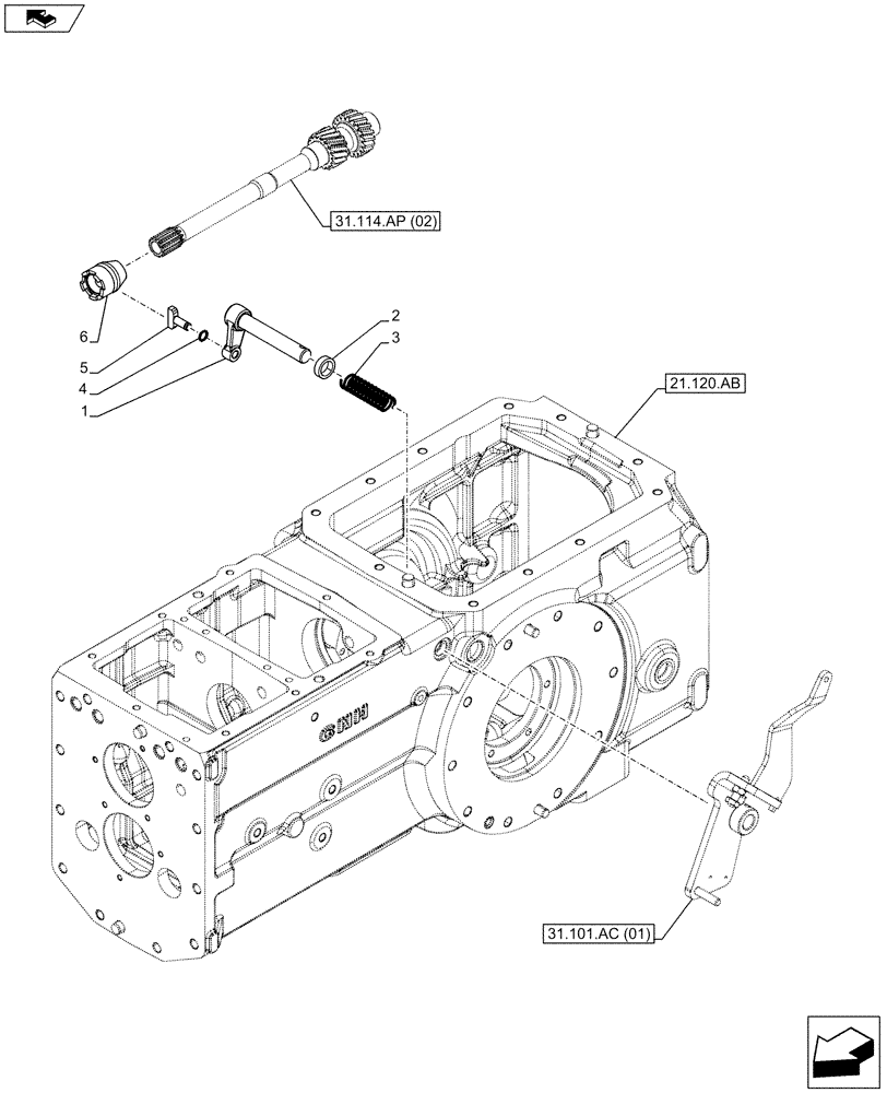 Схема запчастей Case IH FARMALL 95C - (31.101.AB[01]) - VAR - 743519 - PTO 540-540E RPM W/ GROUND SPEED, MECHANICAL, CONTROL LEVER, W/O CAB - ISO (31) - IMPLEMENT POWER TAKE OFF