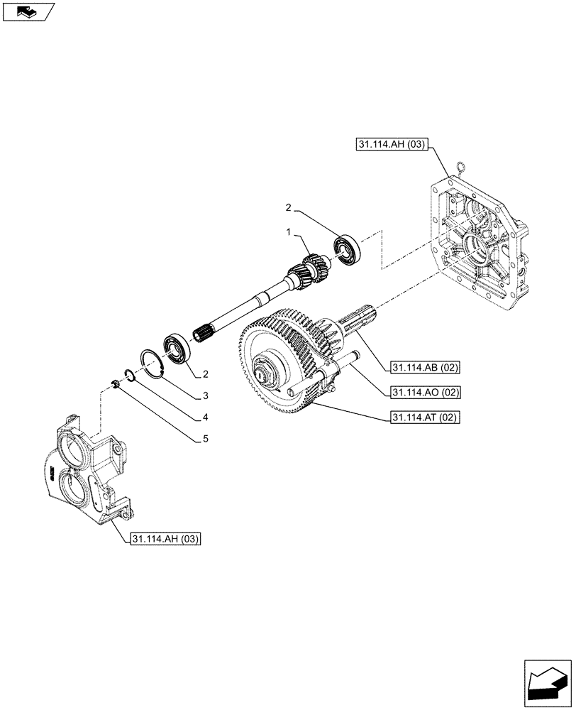 Схема запчастей Case IH FARMALL 85C - (31.114.AP[02]) - VAR - 743519 - PTO 540-540E RPM W/ GROUND SPEED, MECHANICAL, DRIVE GEAR SHAFT, W/O CAB - ISO (31) - IMPLEMENT POWER TAKE OFF