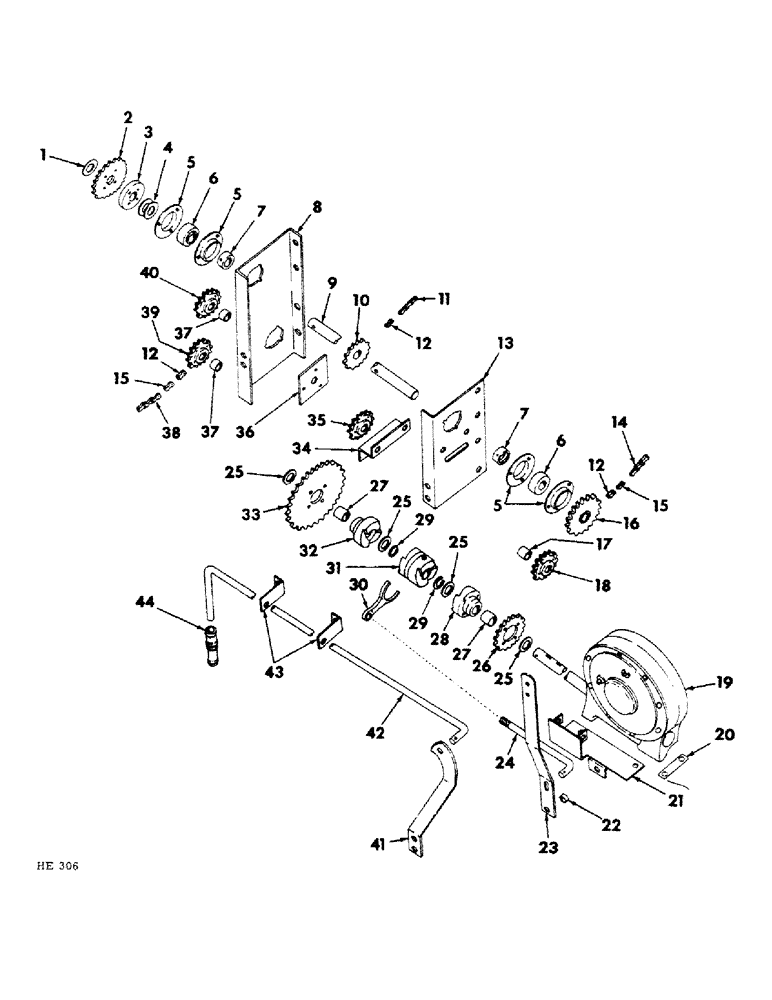 Схема запчастей Case IH 320 - (M-14) - REAR APRON SHAFT TWO SPEED DRIVE 