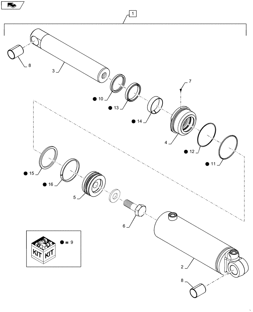 Схема запчастей Case IH MAGNUM 335 - (08-31A) - CYLINDER ASSEMBLY - HITCH (95MM) MARKED 87415148 (08) - HYDRAULICS