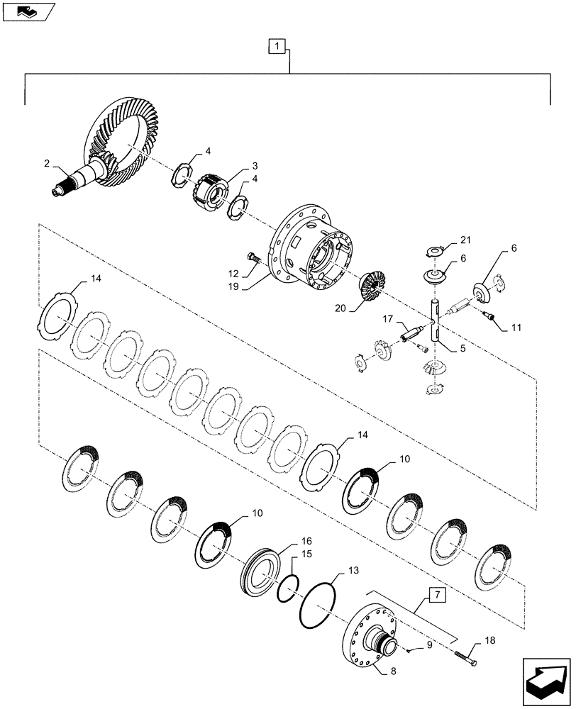 Схема запчастей Case IH MAGNUM 280 - (25.102.AD[01]) - VAR- 420224, 420228 - FRONT AXLE, DIFFERENTIAL ASSY - CL 4.75 (25) - FRONT AXLE SYSTEM