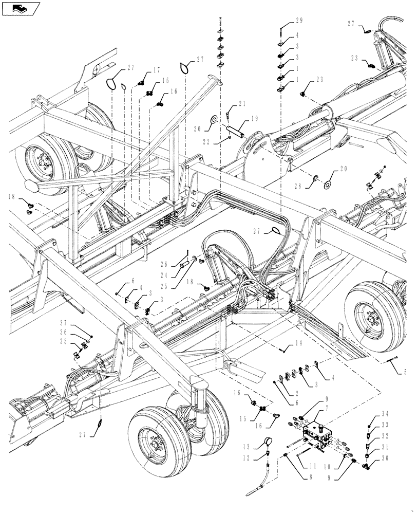 Схема запчастей Case IH 500T - (35.944.AI[06]) - 40 FOOT 7.5 INCH HYDRAULIC MOUNTING LAYOUT (35) - HYDRAULIC SYSTEMS