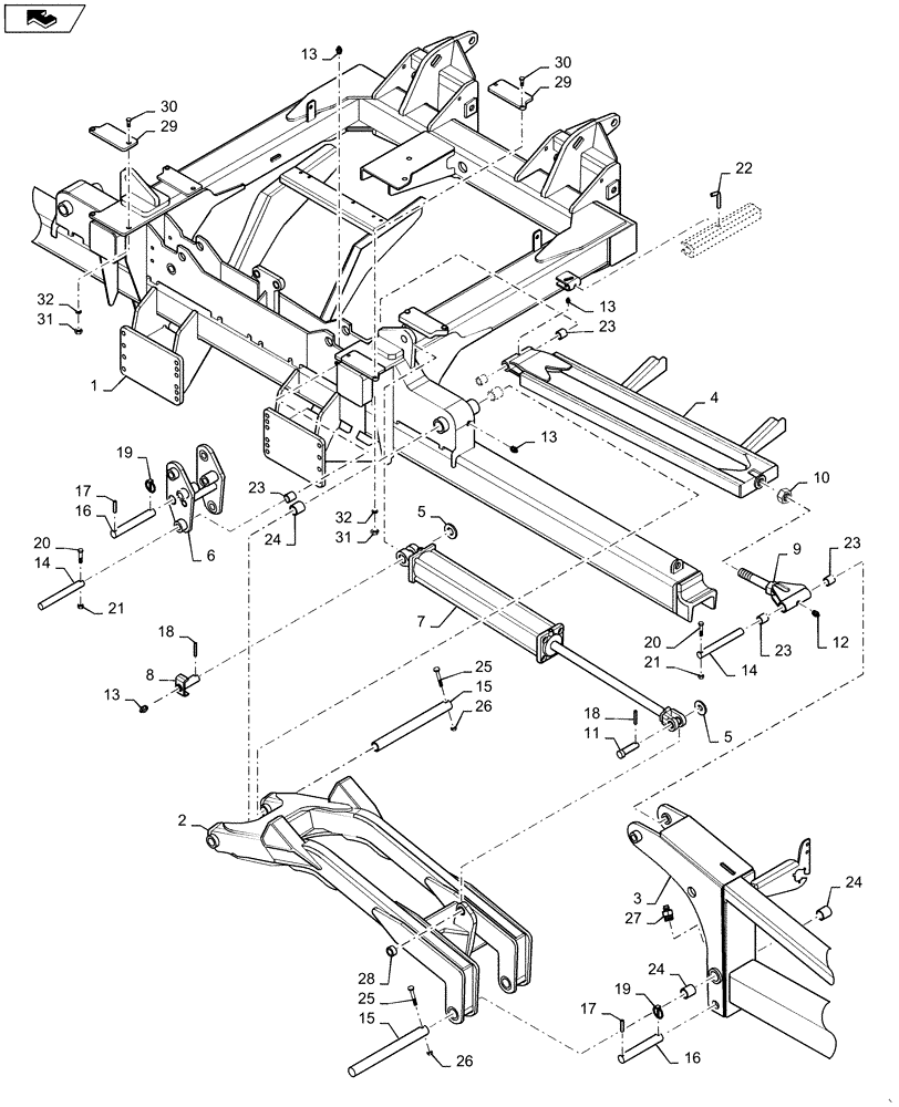 Схема запчастей Case IH 4025 - (39.100.AB[03]) - WINGS TO FRAME (39) - FRAMES AND BALLASTING