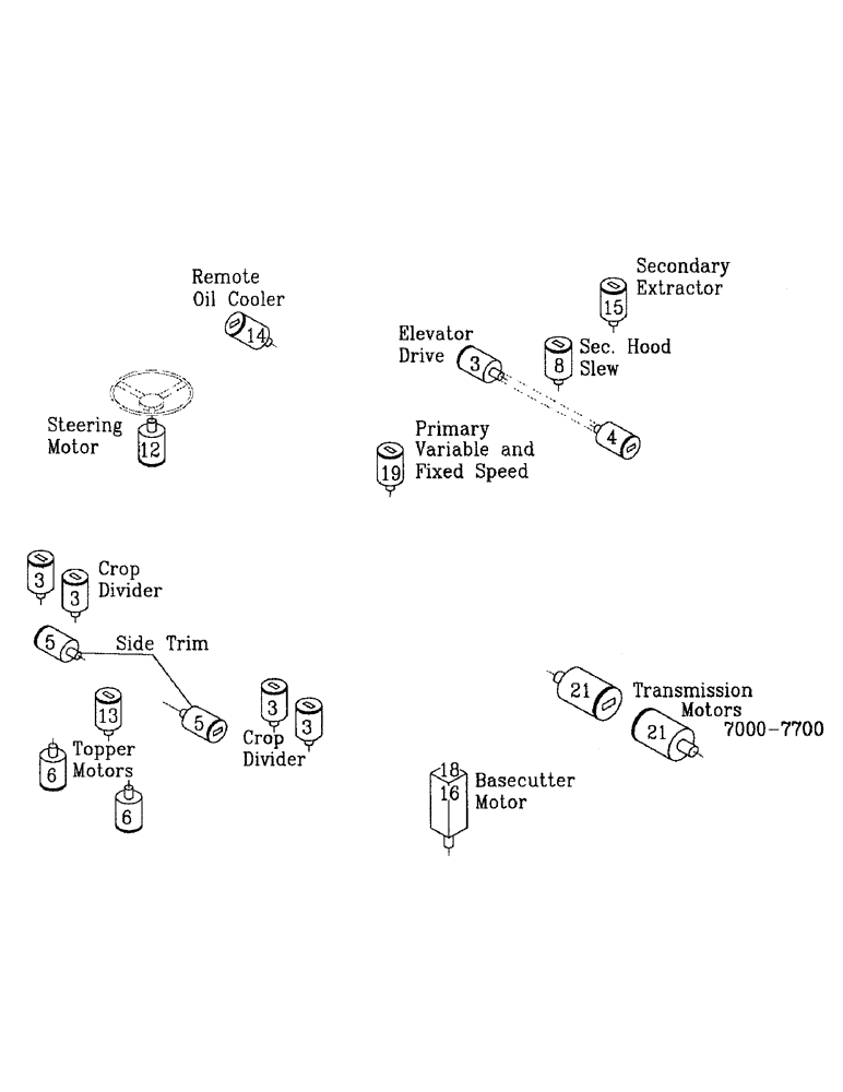 Схема запчастей Case IH 7700 - (B01-03) - HYDRAULIC MOTORS Hydraulic Components & Circuits