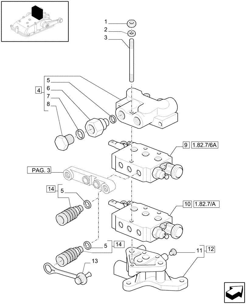 Схема запчастей Case IH JX1075C - (1.82.7/06[01]) - (VAR.108) 2 REMOTE VALVES FOR MDC - REMOTE VALVES - C5484 (07) - HYDRAULIC SYSTEM