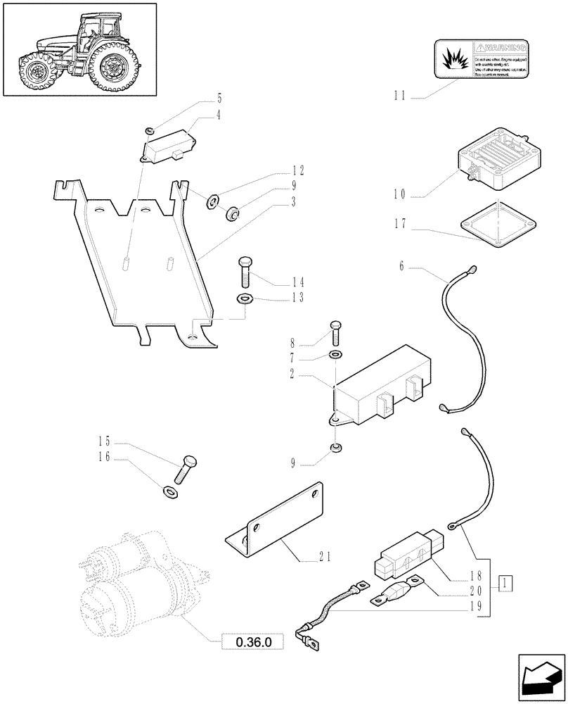 Схема запчастей Case IH JX1090U - (1.75.4/01) - (VAR.206-457) AIR HEATER TYPE ENGINE STARTING AID W/120A ALTERNATOR (06) - ELECTRICAL SYSTEMS