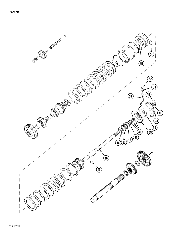 Схема запчастей Case IH 385 - (6-178) - FORWARD AND REVERSE, SYNCHROMESH DRIVE (CONTD) (06) - POWER TRAIN