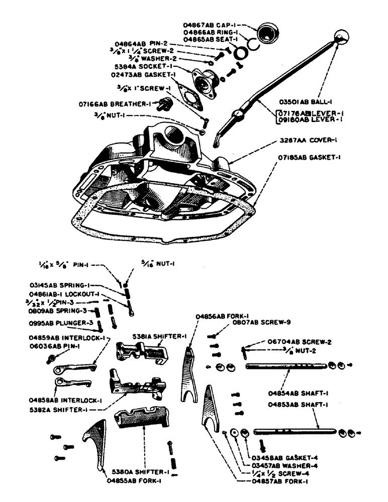 Схема запчастей Case IH D-SERIES - (136) - GEAR SHIFT PARTS, D, DC, DO, DV (06) - POWER TRAIN