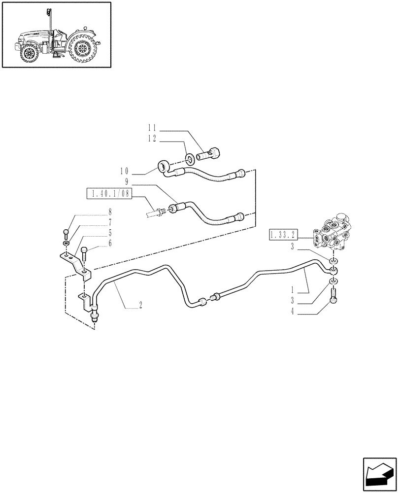 Схема запчастей Case IH JX1075N - (1.32.8) - 4WD HYDRAULIC DIFF. LOCK CONTROL - FRONT AXLE (03) - TRANSMISSION