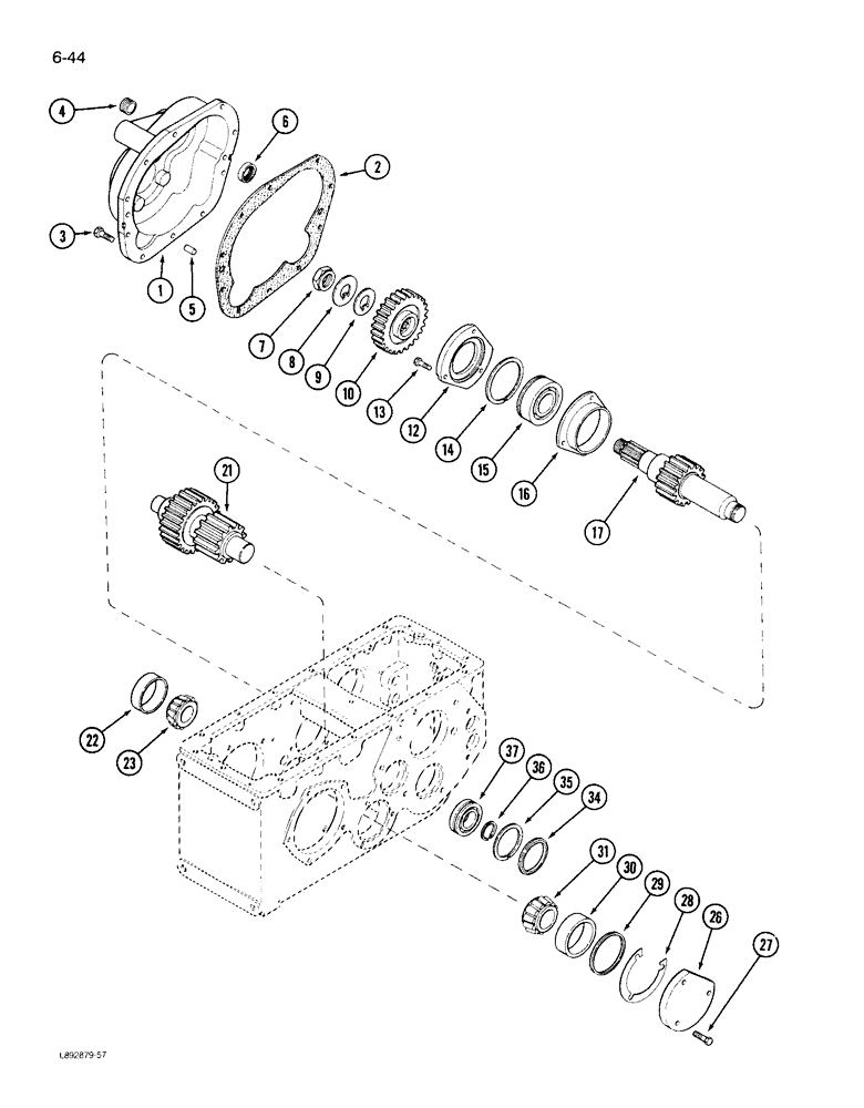 Схема запчастей Case IH 1844 - (6-44) - TRANSMISSION INTERMEDIATE SHAFT (03) - POWER TRAIN