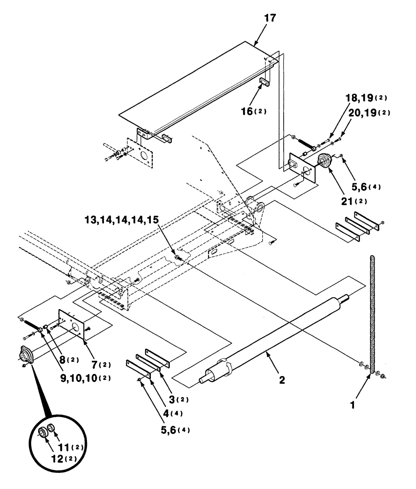 Схема запчастей Case IH 8880 - (2-02) - CONVEYOR ROLLER ASSEMBLY (LEFT) - DECEMBER 2000 AND LATER (58) - ATTACHMENTS/HEADERS