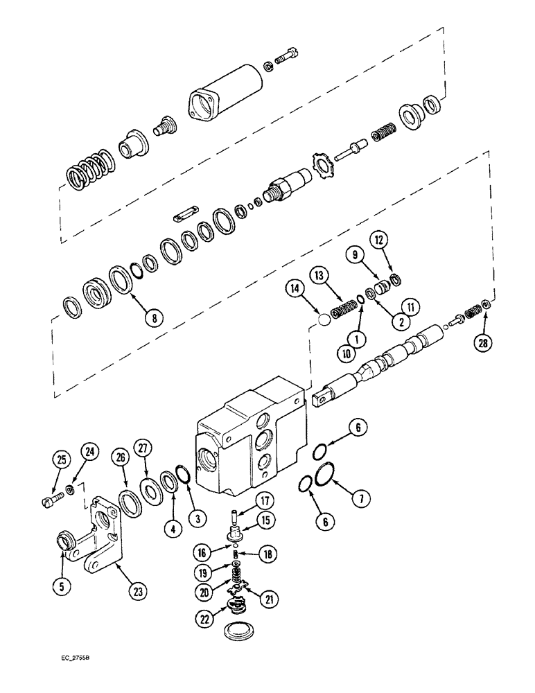 Схема запчастей Case IH 4240 - (8-36) - REMOTR AUXILIARY VALVE ASSEMBLY, WITH ONE OR TWO CHECK VALVES (08) - HYDRAULICS