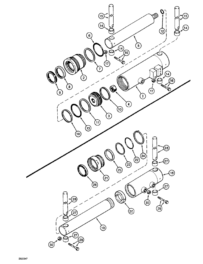 Схема запчастей Case IH 1800 - (8-44) - HEADER LIFT MASTER CYLINDER, HEADER LIFT SLAVE CYLINDER (07) - HYDRAULICS