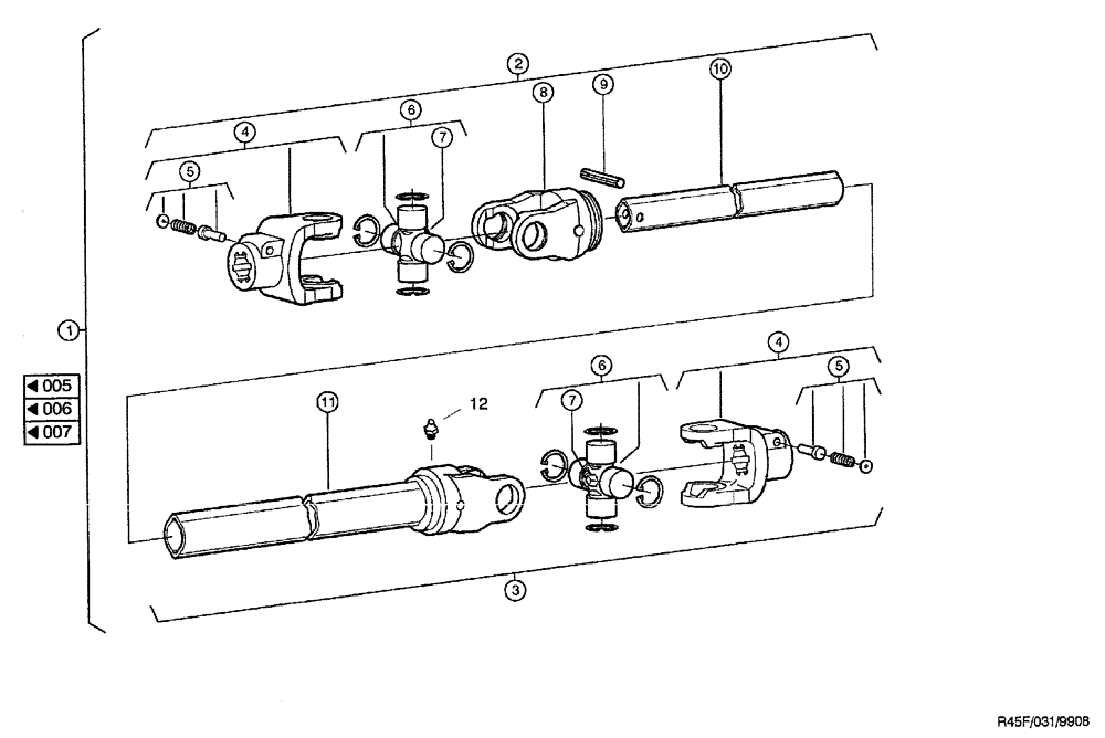 Схема запчастей Case IH RU450 - (0031) - UNIVERSAL DRIVE SHAFT (58) - ATTACHMENTS/HEADERS