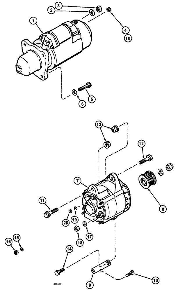 Схема запчастей Case IH SPX4260 - (084) - STARTER, ALTERNATOR PACKAGE (55) - ELECTRICAL SYSTEMS