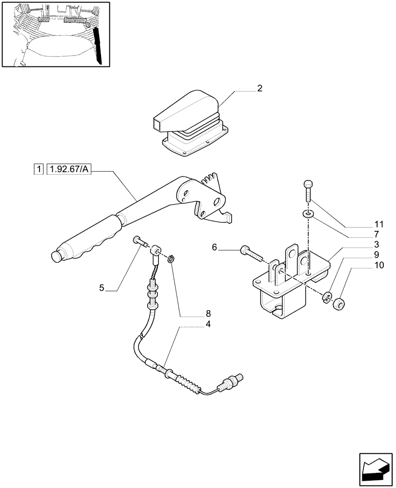 Схема запчастей Case IH JX80 - (1.92.67) - HANDBRAKE CONTROL (10) - OPERATORS PLATFORM/CAB
