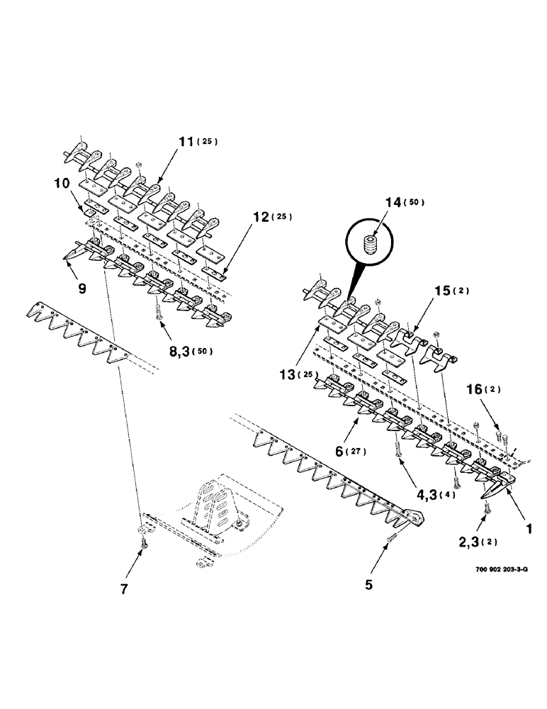 Схема запчастей Case IH 8370 - (3-10) - ADJUSTABLE STUB GUARD ASSEMBLY, 14 FOOT (09) - CHASSIS