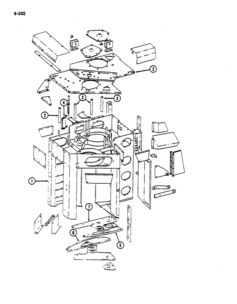 Схема запчастей Case IH 782 - (9-302) - DRUM HOUSING (09) - CHASSIS ATTACHMENTS