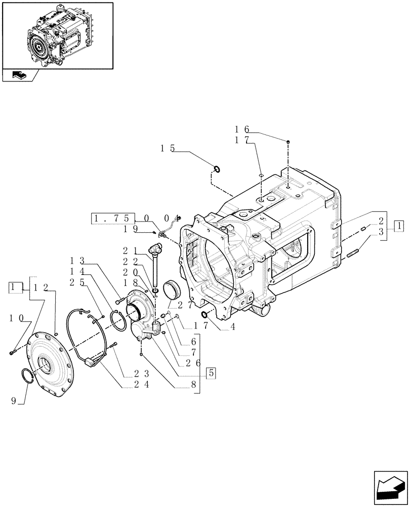 Схема запчастей Case IH PUMA 165 - (1.21.0[01]) - CLUTCH BOX - COVERS AND GEARBOX (03) - TRANSMISSION