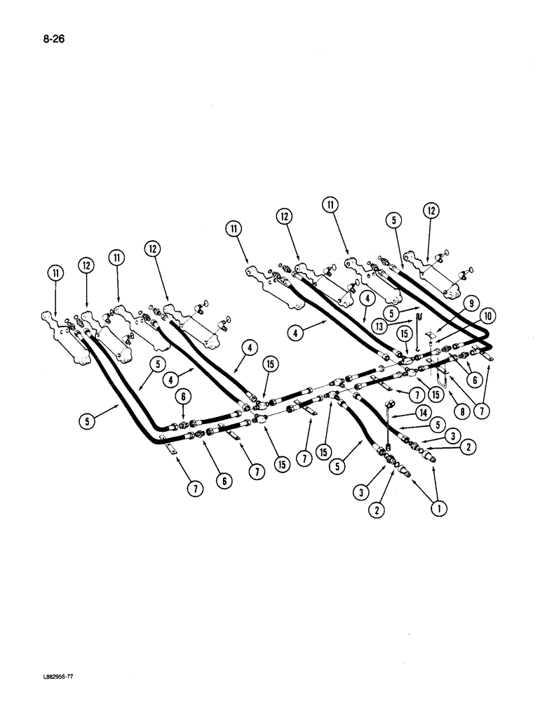 Схема запчастей Case IH 6200 - (8-26) - HYDRAULIC LIFT SYSTEM FOUR DRILL, 20 X 6, 24 X 6, 16 X 6, 28 X 6, 20 X 7, 24 X 7, 16 X 8 (08) - HYDRAULICS