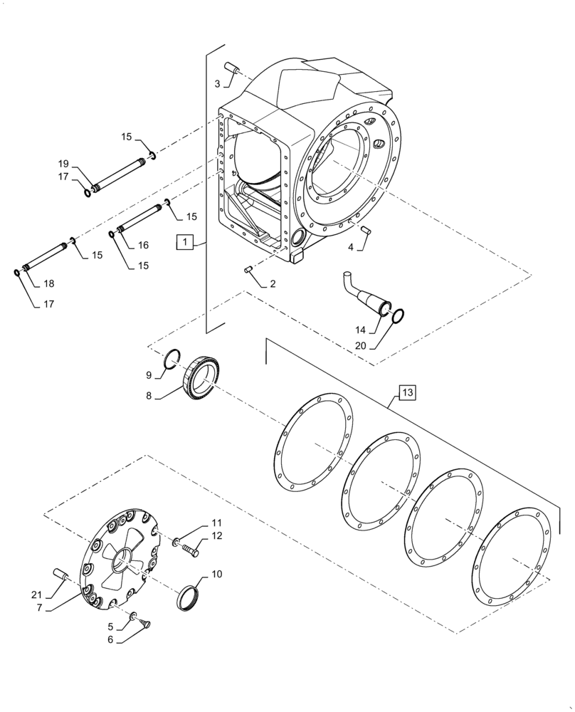 Схема запчастей Case IH STEIGER 400 - (27.106.06) - AXLE - ASSY - 425 SERIES - CENTER AND LEFT-HAND CARRIER (27) - REAR AXLE SYSTEM