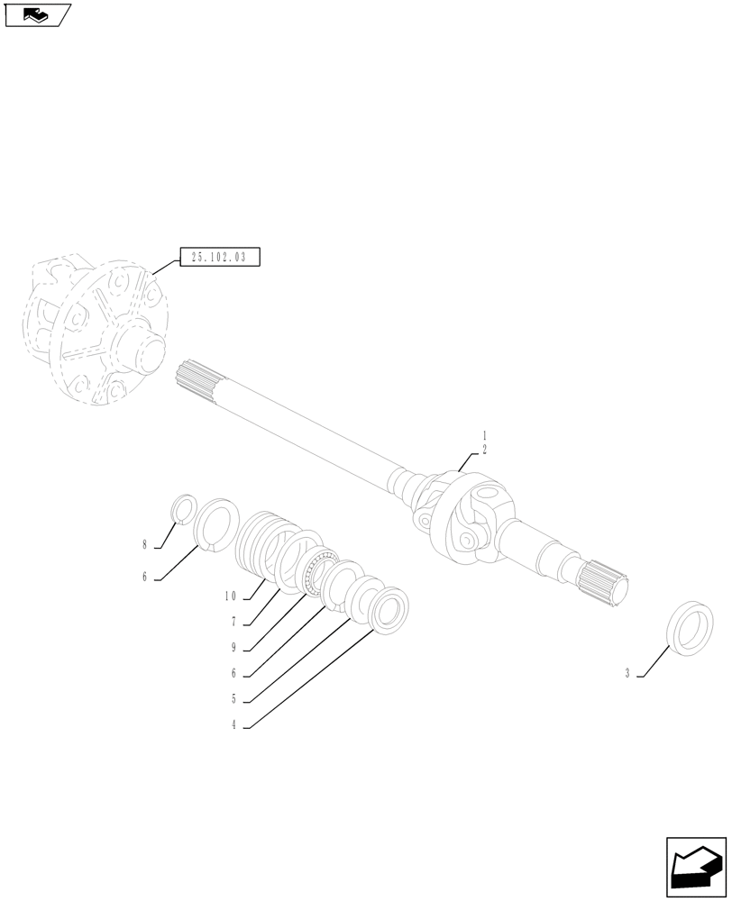 Схема запчастей Case IH FARMALL 65A - (25.108.01) - FRONT AXLE - AXLE SHAFT - 4WD (25) - FRONT AXLE SYSTEM