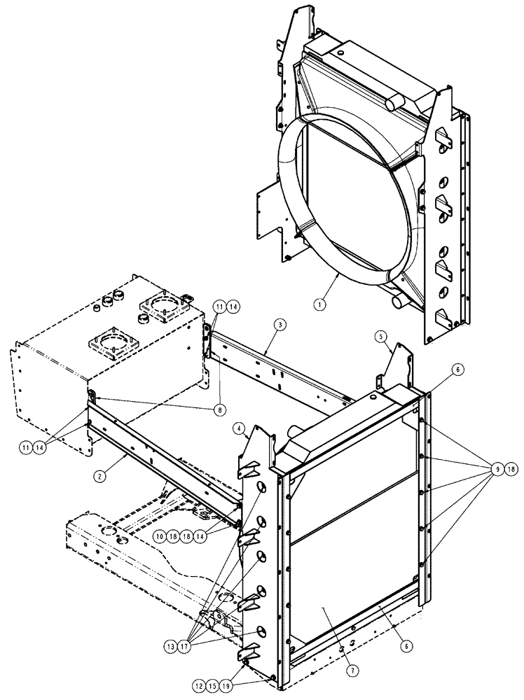 Схема запчастей Case IH SPX4410 - (03-039) - RADIATOR MOUNT & SHROUD (01) - ENGINE