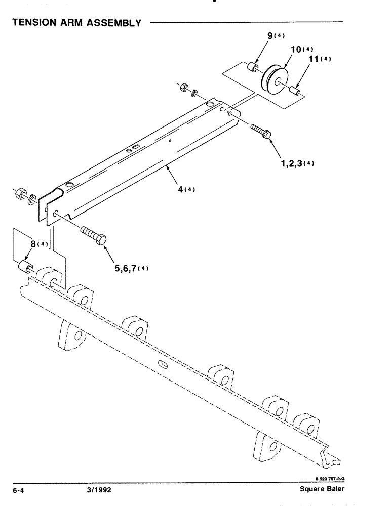 Схема запчастей Case IH 8570 - (6-04) - TENSION ARM ASSEMBLY (14) - BALE CHAMBER