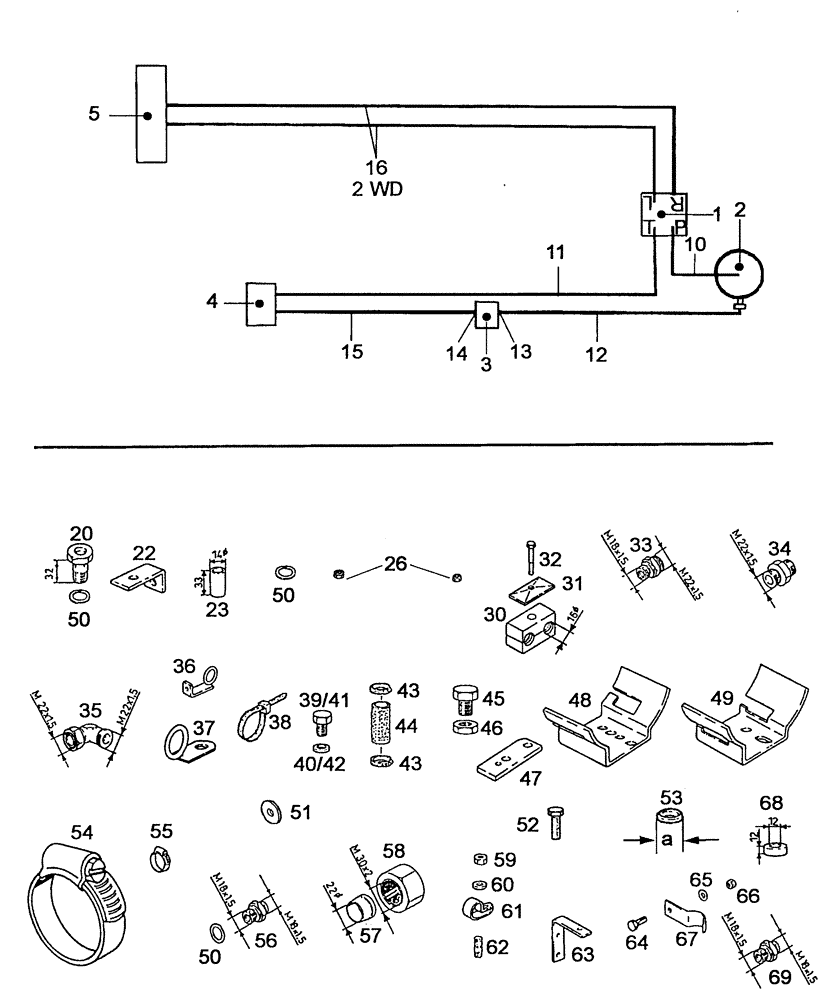 Схема запчастей Case IH C55 - (05-03[01]) - STEERING + PIPES SCREWED - PIPE UNION / 2WD (05) - STEERING