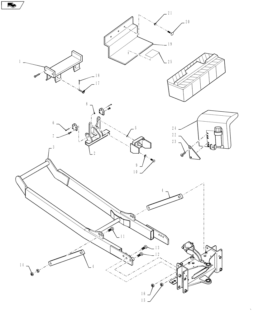 Схема запчастей Case IH 717973006 - (017) - SUBFRAME KIT - FARMALL 40B & 50B - 717973006 