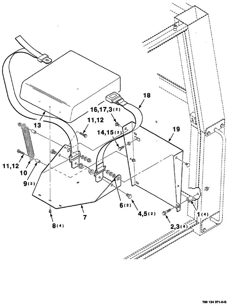 Схема запчастей Case IH 8870 - (07-34) - AUXILIARY SEAT ASSEMBLY (90) - PLATFORM, CAB, BODYWORK AND DECALS