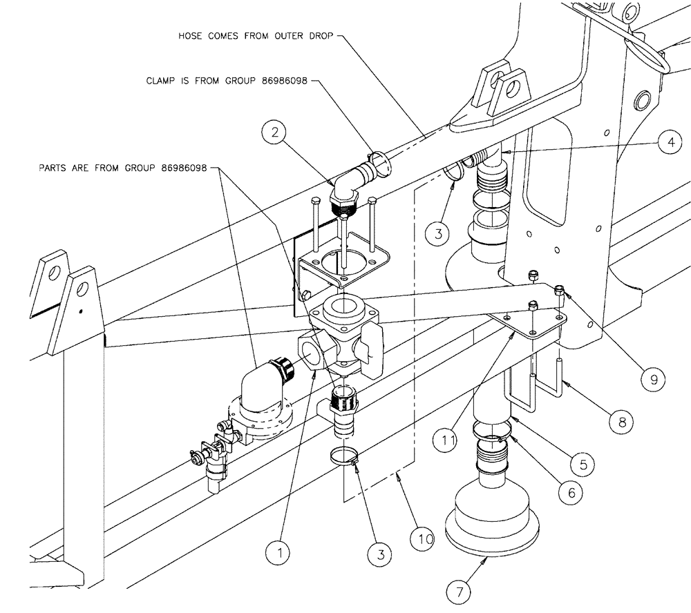 Схема запчастей Case IH SPX4410 - (11-026) - CHAMBER GROUP, RH DUAL DROP Options