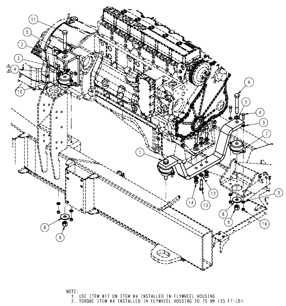 Схема запчастей Case IH FLX3010 - (02-003) - ENGINE MOUNTS GROUP (01) - ENGINE